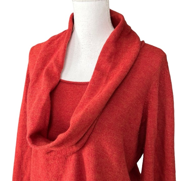Susan Bristol Merino Wool Cowl Neck Sweater Women’s SZ Large in Poppy - Picture 2 of 6